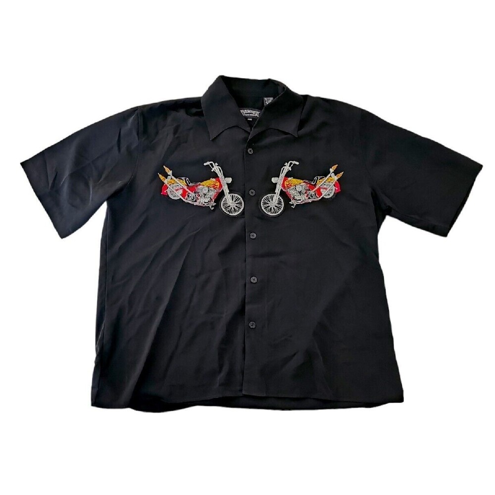 Dragonfly Clothing Company Motorcycle Embroidered Button Up Shirt Size XXL